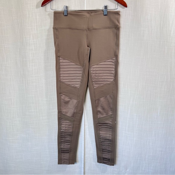 Alo Yoga Moto Gravel Gloss High Waisted Athletic Workout Gym Leggings Size S - Picture 2 of 12